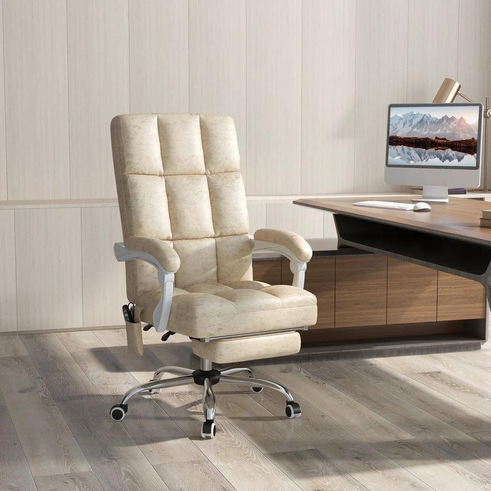 Vinsetto Vinsetto Microfibre Fabric Vibration Massage Office Chair for Home, Beige - Office Chair