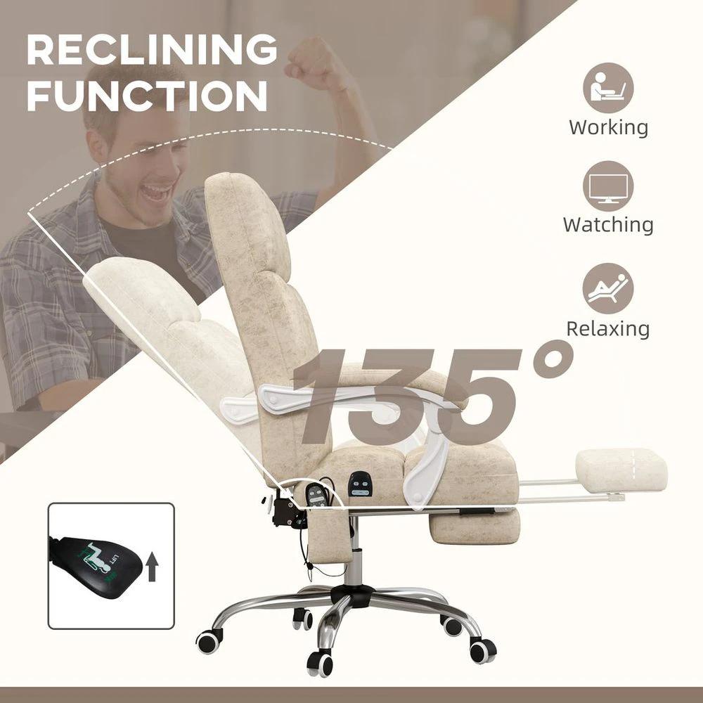 Vinsetto Vinsetto Microfibre Fabric Vibration Massage Office Chair for Home, Beige - Office Chair