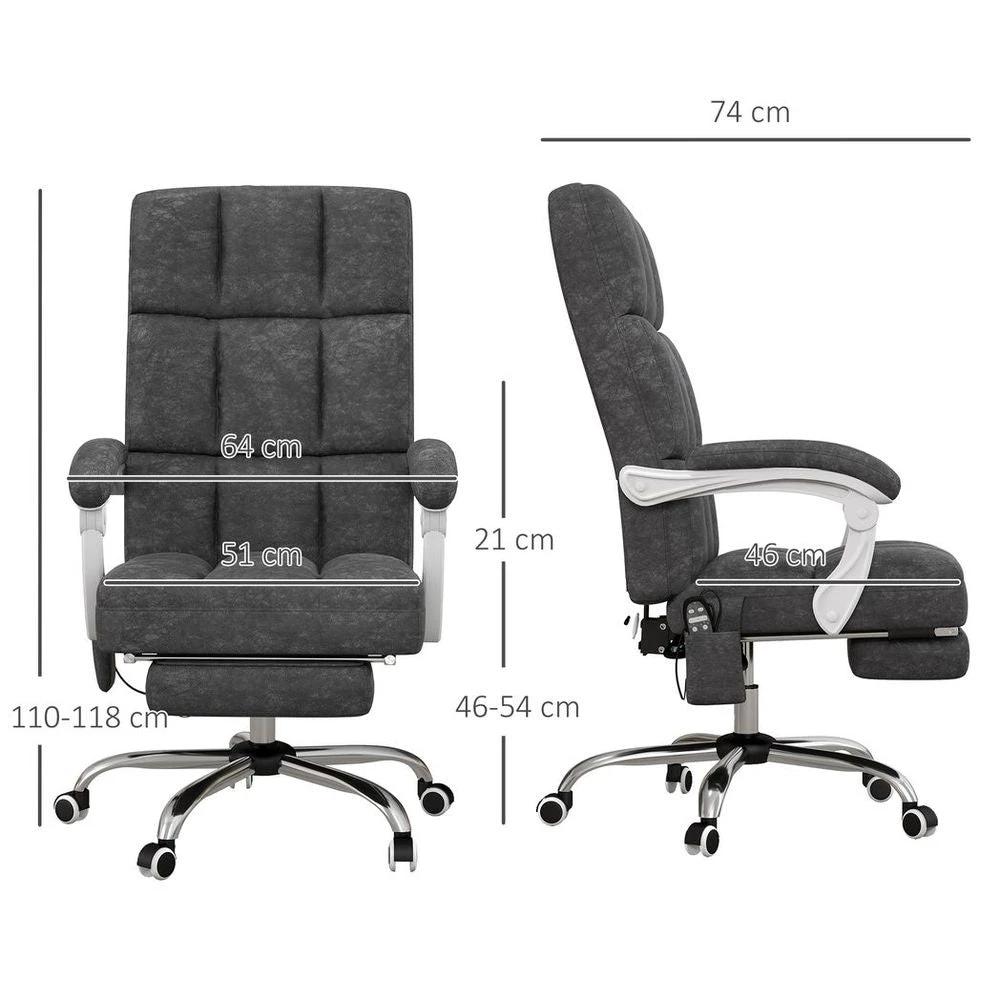 Vinsetto Vinsetto Microfibre Fabric Vibration Massage Office Chair for Home, Grey - Office Chair