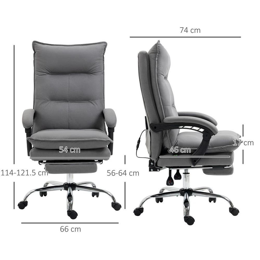 Vinsetto Microfibre Vibration Massage Office Chair with Heat, Footrest, Grey by Vinsetto