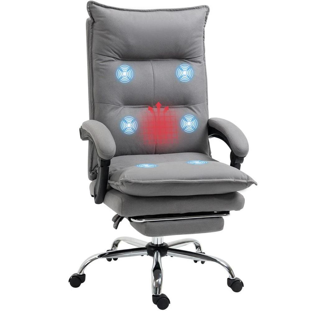 Vinsetto Vinsetto Microfibre Vibration Massage Office Chair with Heat, Footrest, Grey - Office Chair