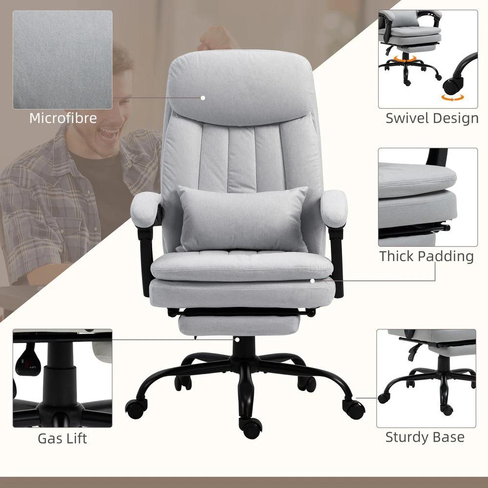 Vinsetto Vinsetto Microfibre Vibration Massage Office Chair with Heat, Pillow, Grey - Office Chair