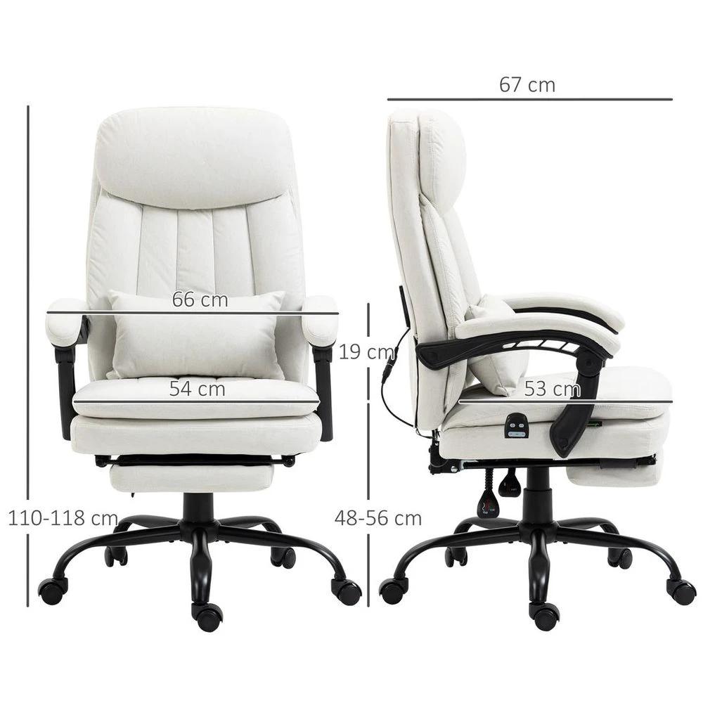 Vinsetto Microfibre Vibration Massage Office Chair with Heat, Pillow, White by Vinsetto