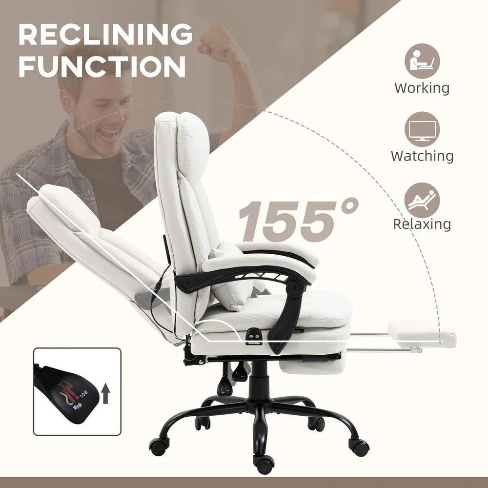 Vinsetto Vinsetto Microfibre Vibration Massage Office Chair with Heat, Pillow, White - Office Chair
