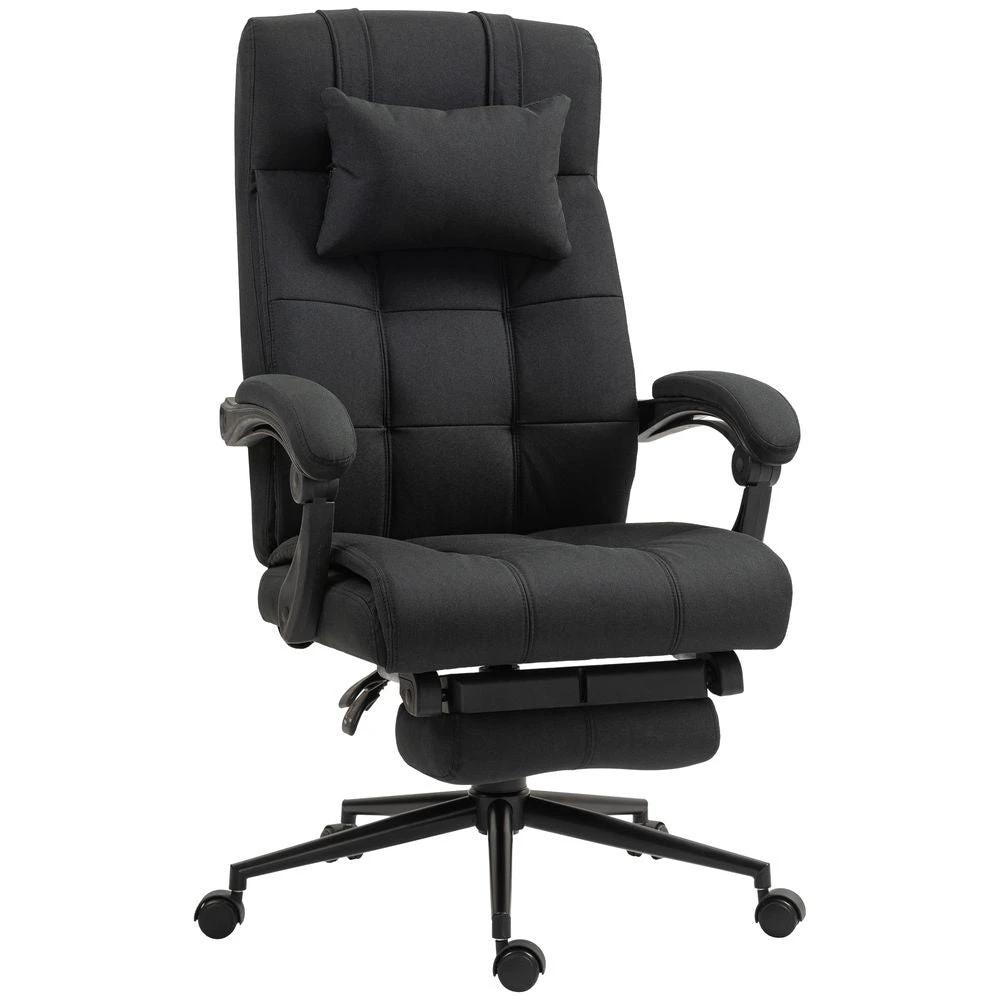 Vinsetto Office Chair with Adjustable Height, Wheels, Footrest, Black by Vinsetto