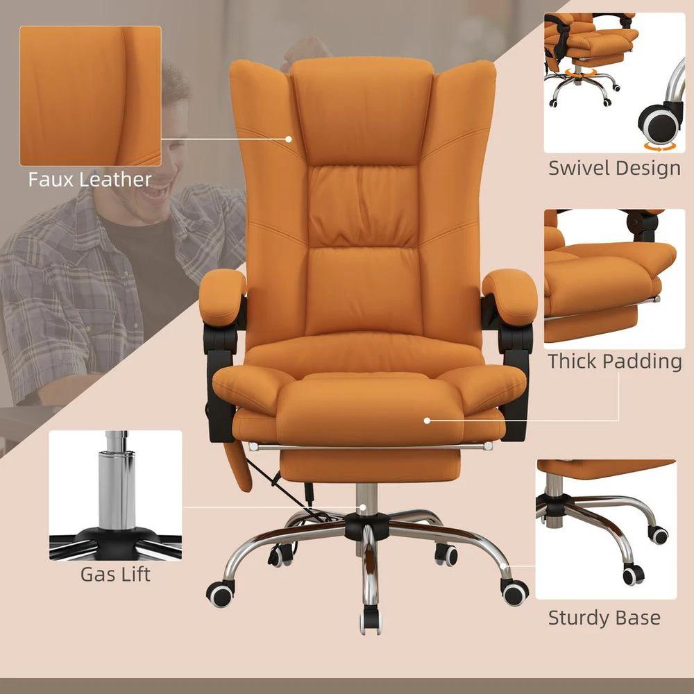 Vinsetto Vinsetto PU Leather Vibration Massage Office Chair with Heat, Footrest, Brown - Office Chair