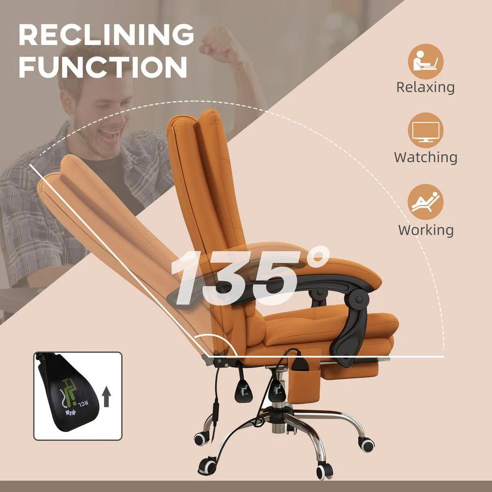 Vinsetto PU Leather Vibration Massage Office Chair with Heat, Footrest, Brown by Vinsetto