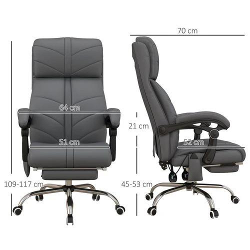 Vinsetto Vinsetto PU Leather Vibration Massage Office Chair with Heat, Footrest, Grey - Office Chair