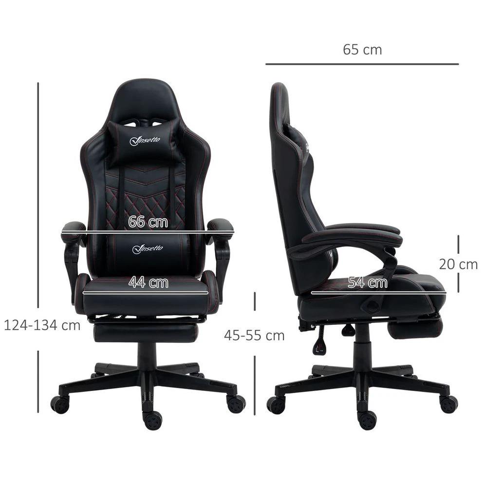 Vinsetto Racing Gaming Chair Faux Leather Gamer Recliner Home Office, Black by Vinsetto