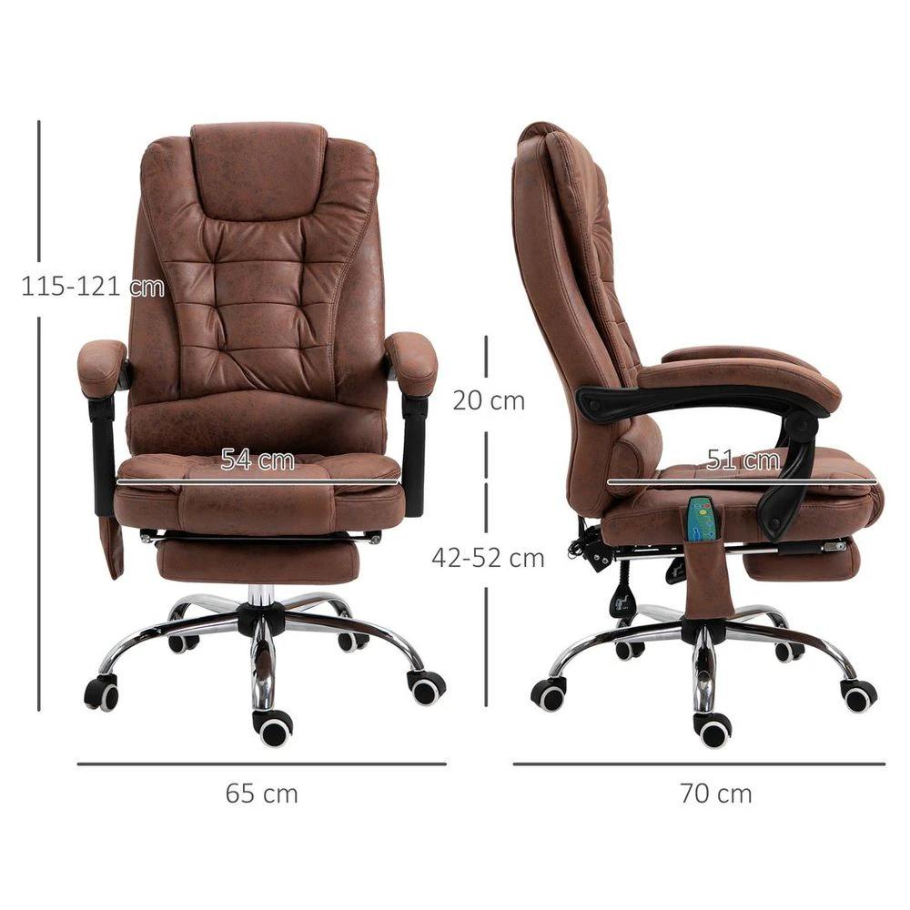 Vinsetto Vintage High Back Heated Massage Office Chair w/ 6 Vibration Points, Brown - Office Chair