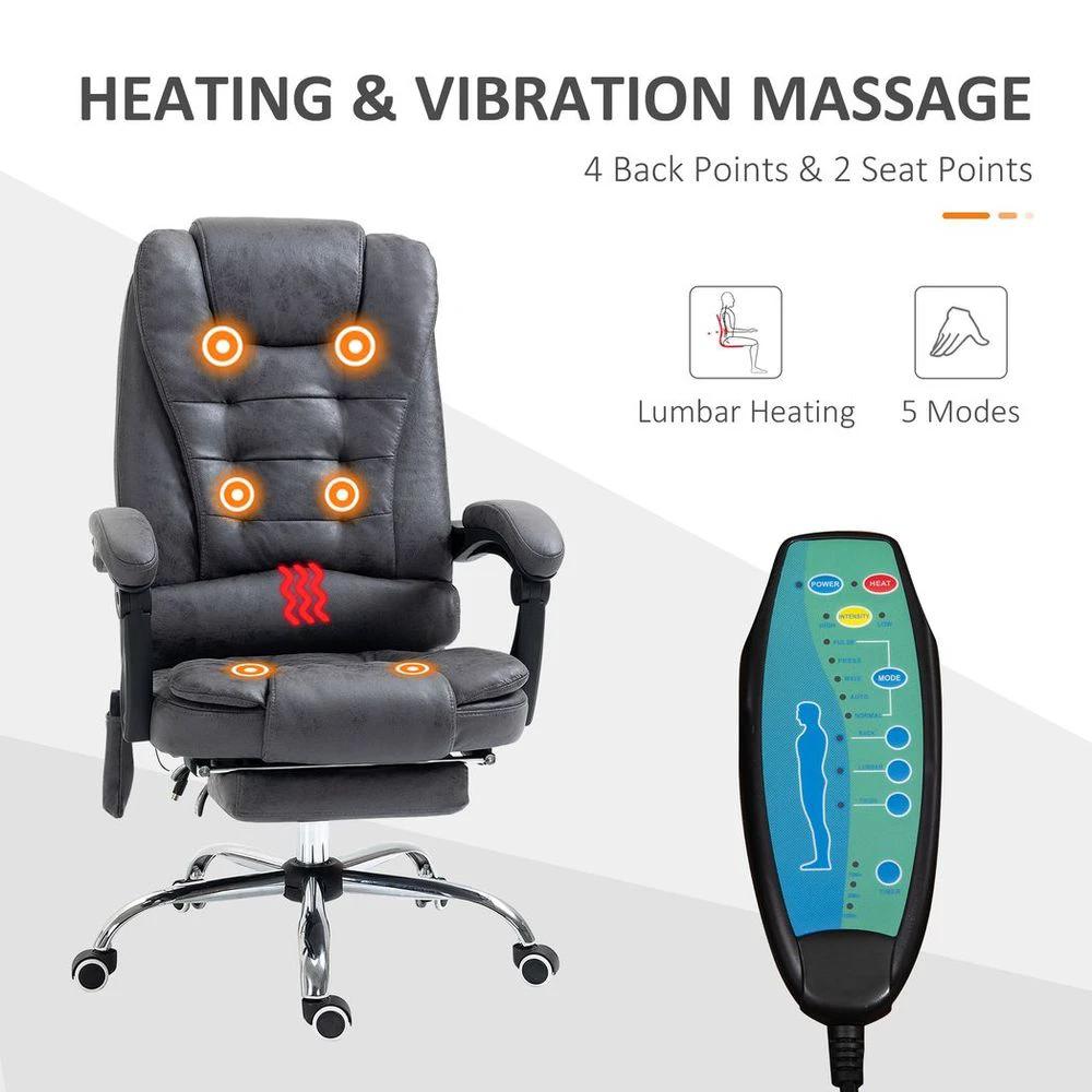 Vintage High Back Heated Massage Office Chair w/ 6 Vibration Points, Dark Grey by Vinsetto