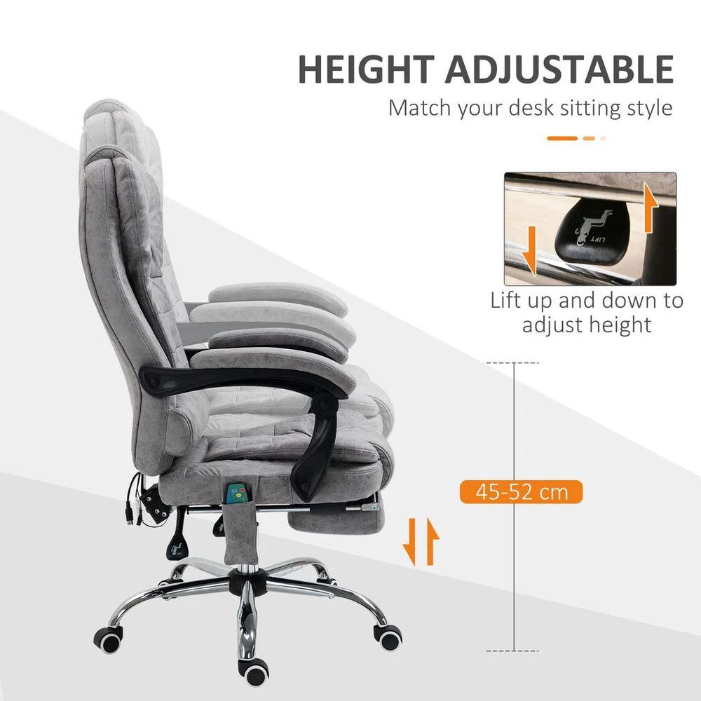 Vinsetto Vintage High Back Heated Massage Office Chair w/ 6 Vibration Points, Grey - Office Chair