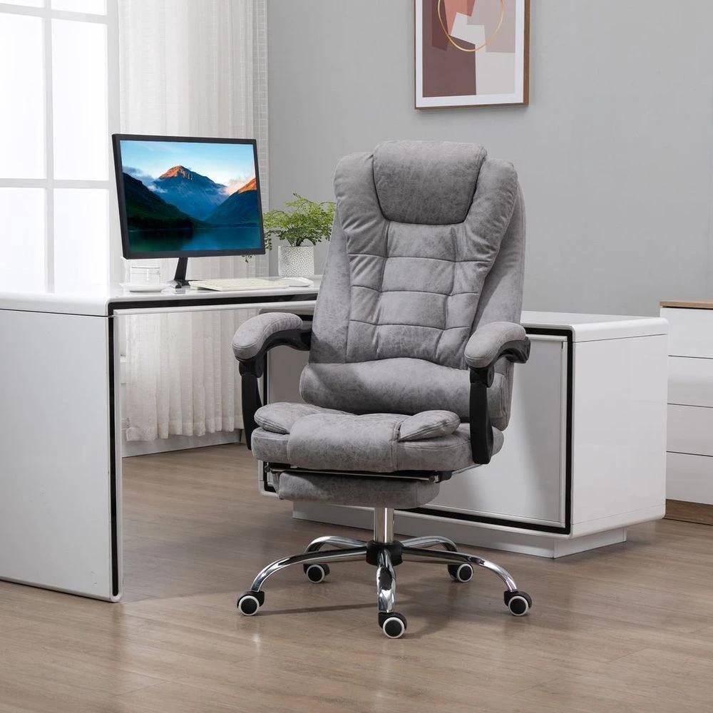 Vinsetto Vintage High Back Heated Massage Office Chair w/ 6 Vibration Points, Grey - Office Chair