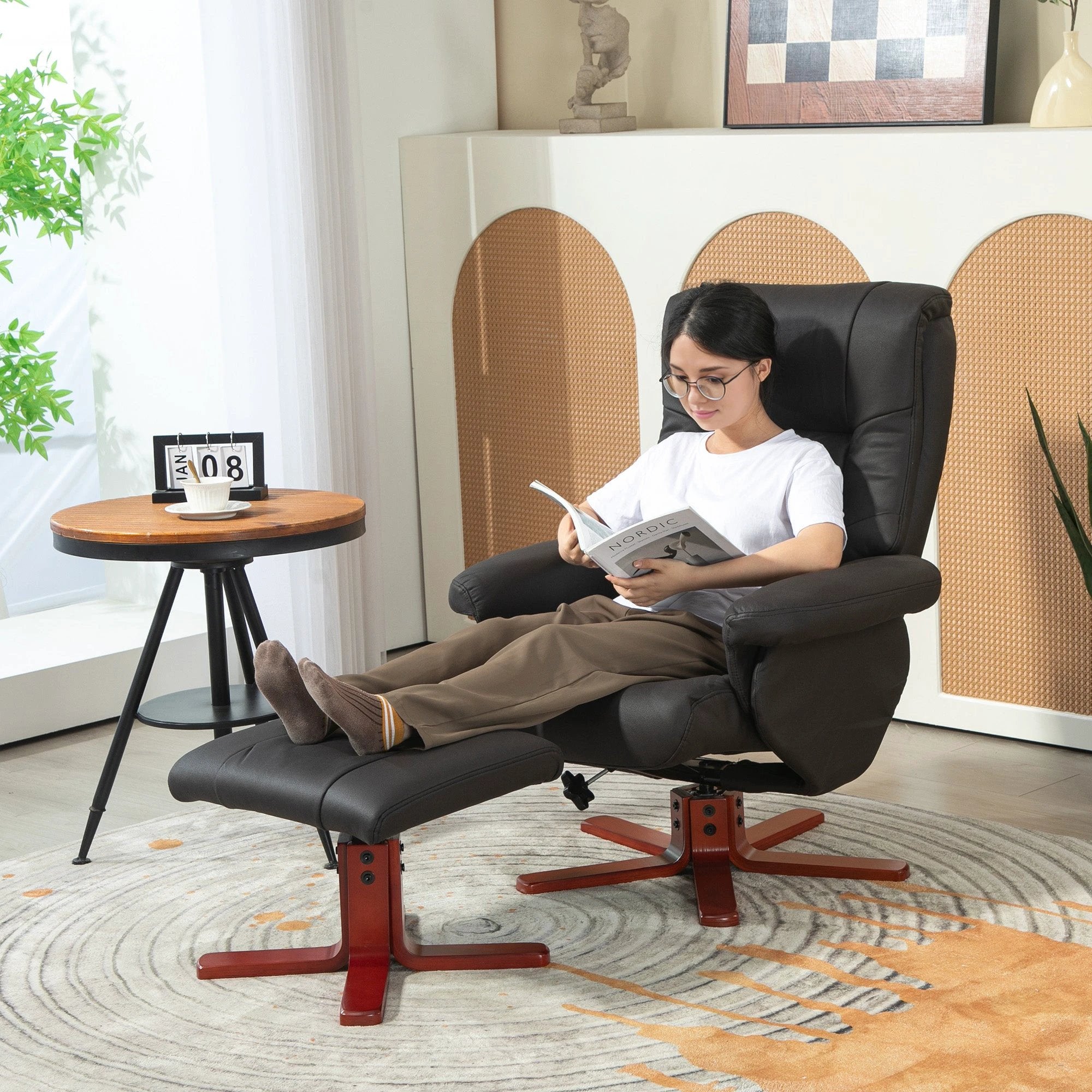 HOMCOM HOMCOM Recliner Chair with Footstool, Backrest Adjustable, Armchair - Recliner