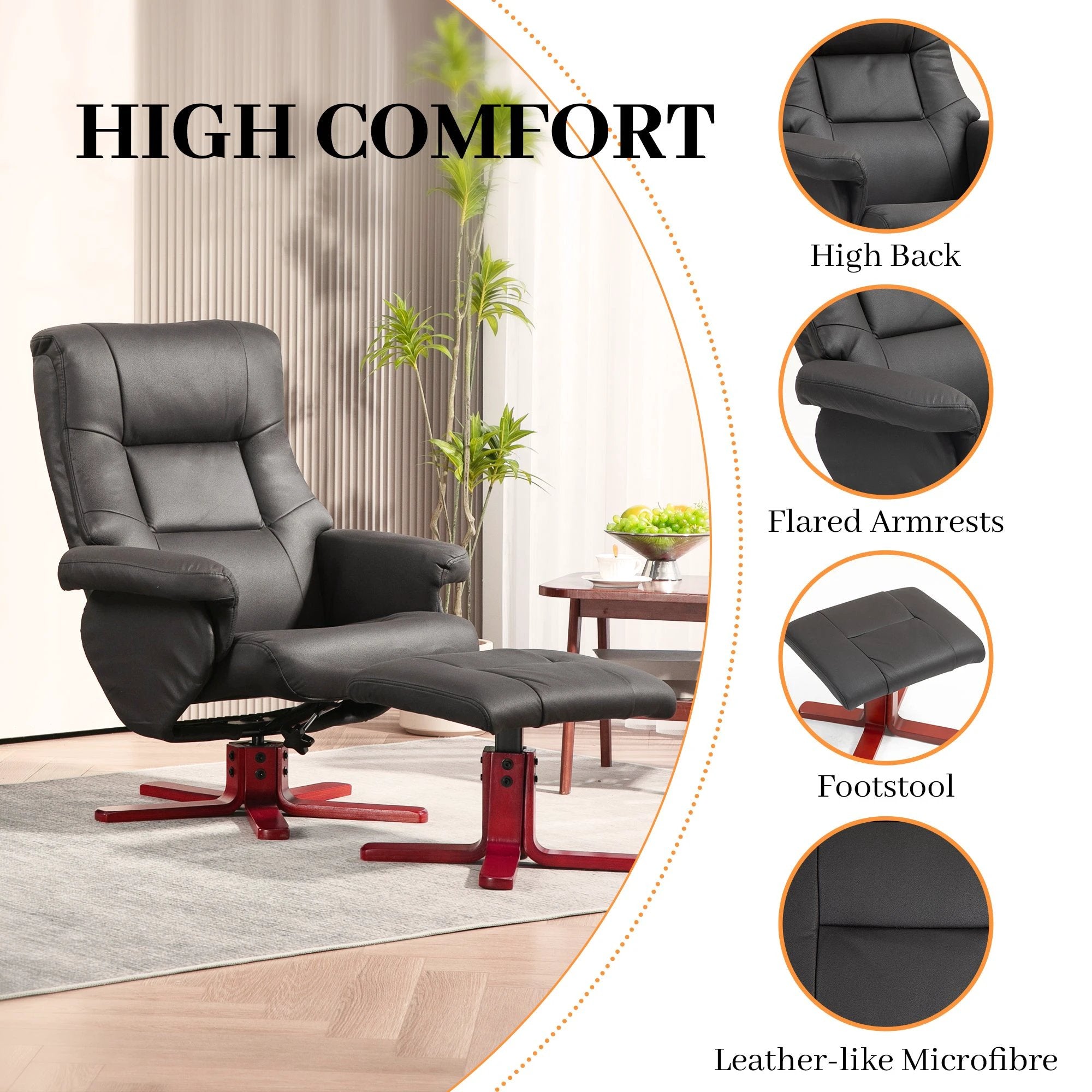 HOMCOM Recliner Chair with Footstool, Backrest Adjustable, Armchair by HOMCOM
