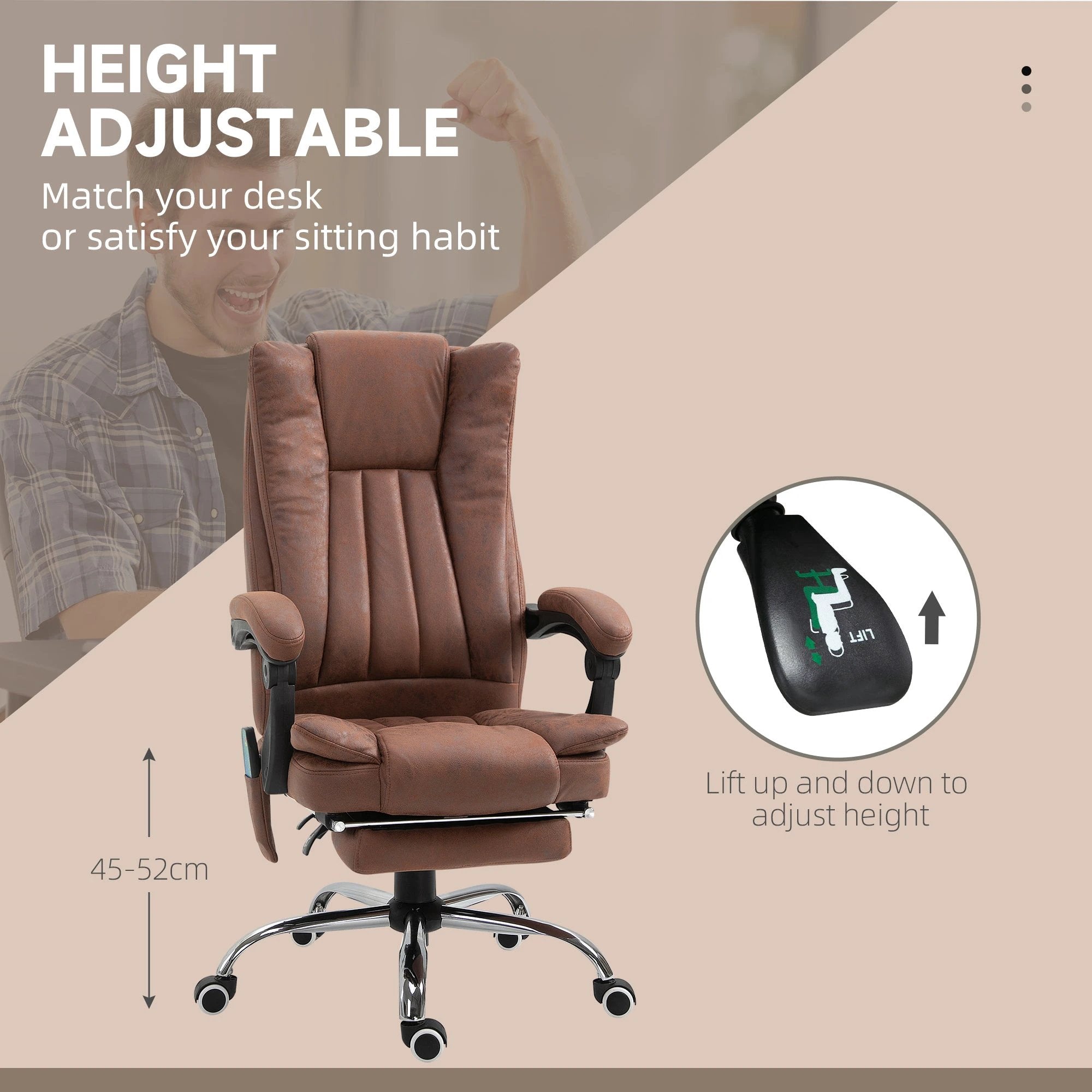 Vinsetto Vinsetto High Back Office Chair with Vibration Massage and Heat - Office Chair