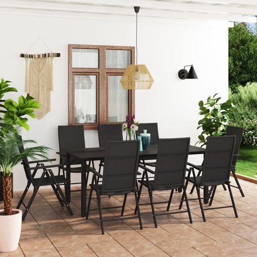 vidaxl garden dining set with black chairs and table