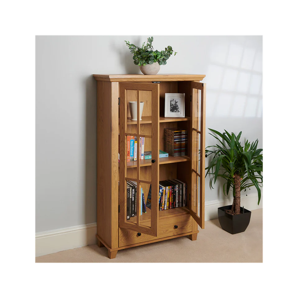 Greenhurst wooden display cabinet unit with plant pots