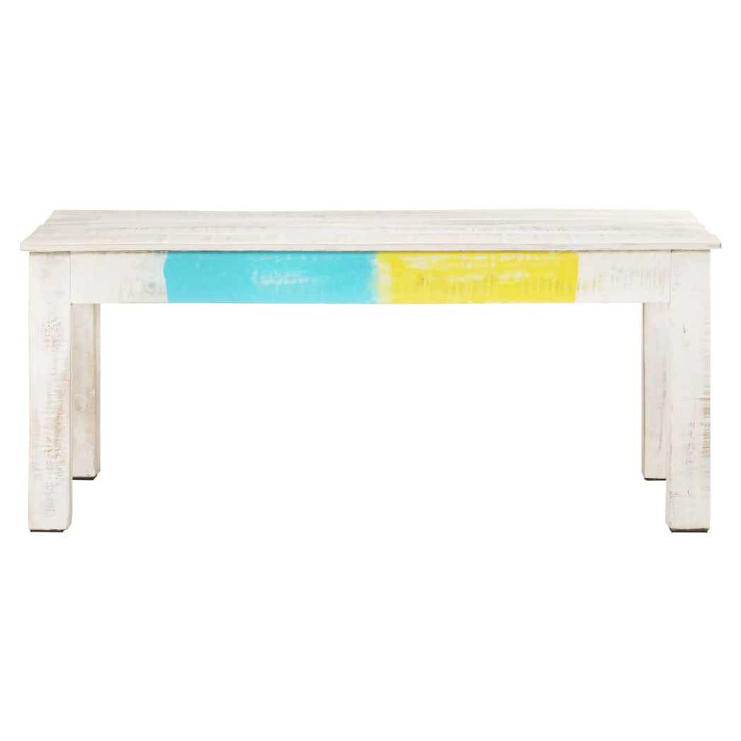 VidaXL Coffee Table 110x60x45 Cm Whitewashed Solid Mango Wood For Living Room Decor by vidaXL