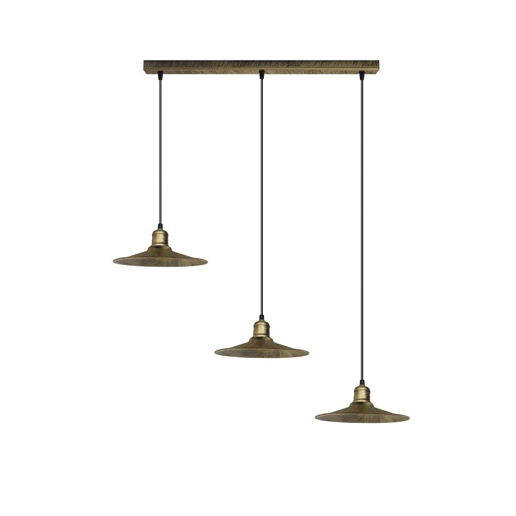 LEDSONE Brushed Brass 3 Head Pendant 22cm Easy Fit Home - Ceiling Lights