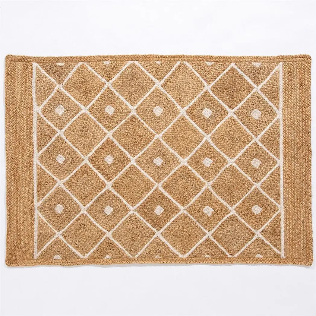Esselle Home Prestbury Diamond Handbraided 120x170cm Natural Rug - Rug
