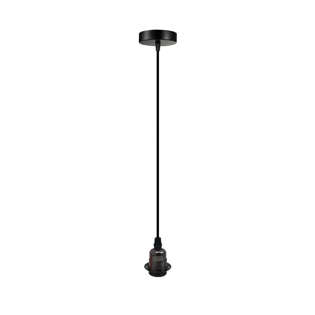 LEDSONE Vintage Industrial Black Pendant Light Fitting, lampshade Holder Fitting Set with 2m Cable. - Pendant Lights