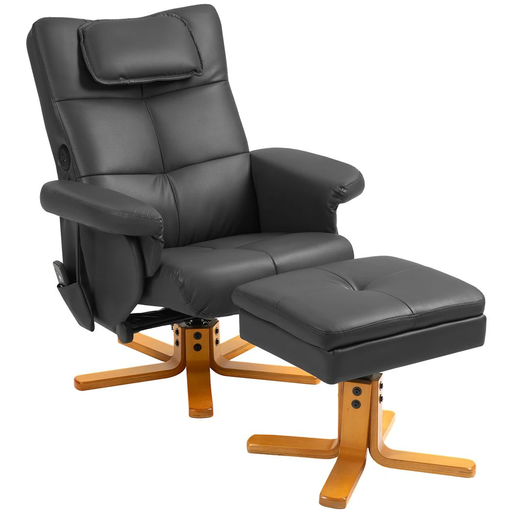 HOMCOM Massage Recliner Chair with Footstool and Hidden Storage - Recliner