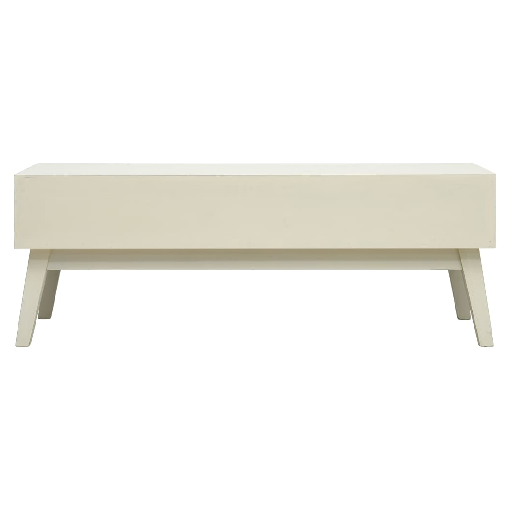 VidaXL Coffee Table 110x50x40 cm Two Drawers With Carved Fronts Grey Vintage Wood Living Room by vidaXL