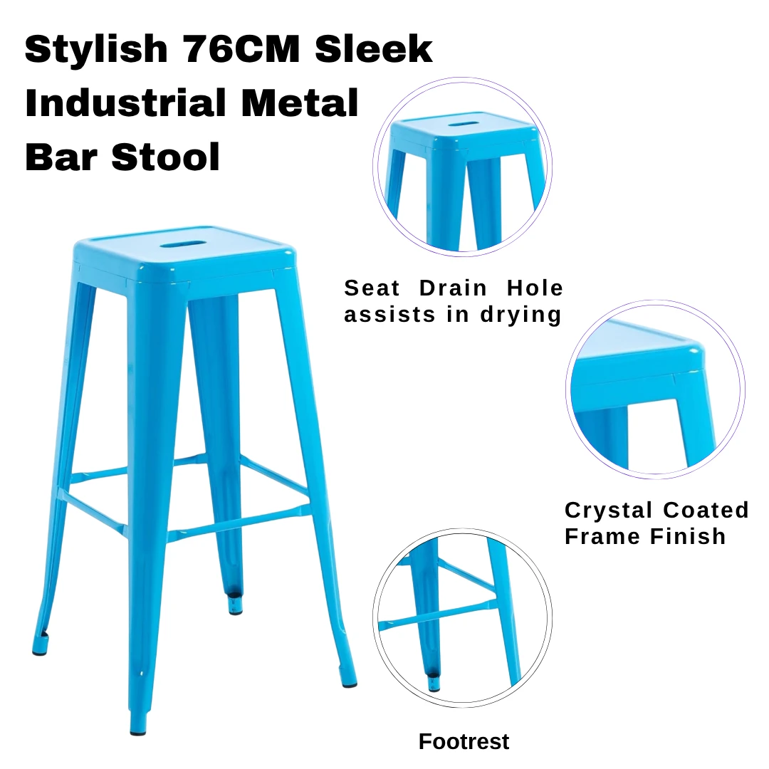 MSL 76CM BLUE METAL BAR STOOL -