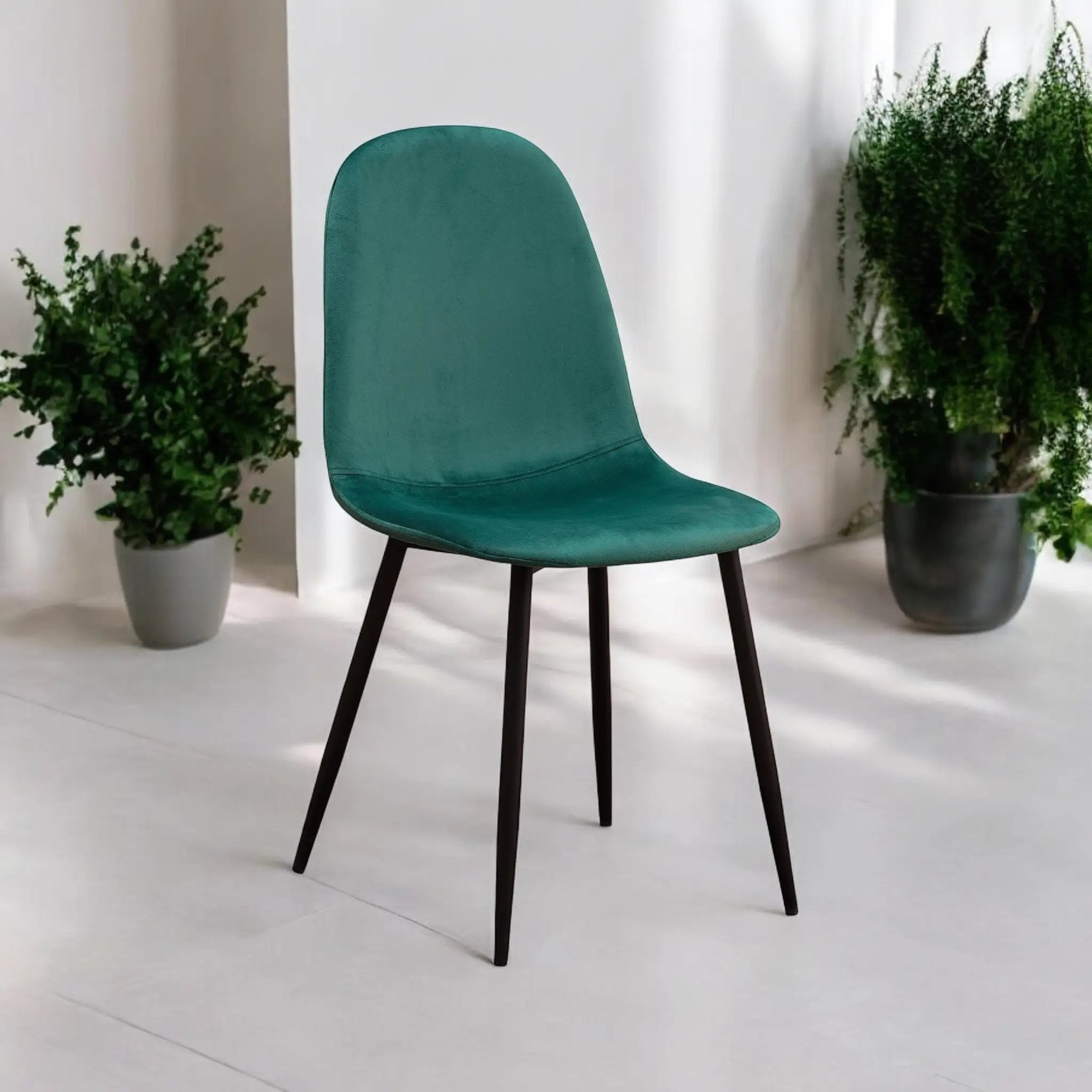 MSL GREEN FABRIC CHAIR BLACK METAL LEGS - Dining Chairs