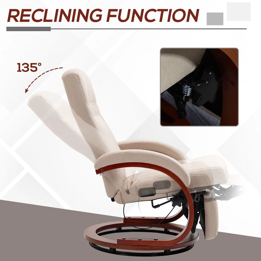 HOMCOM HOMCOM Manual Recliner Swivel Reclining Chair with Footrest Armrests Beige - Recliner