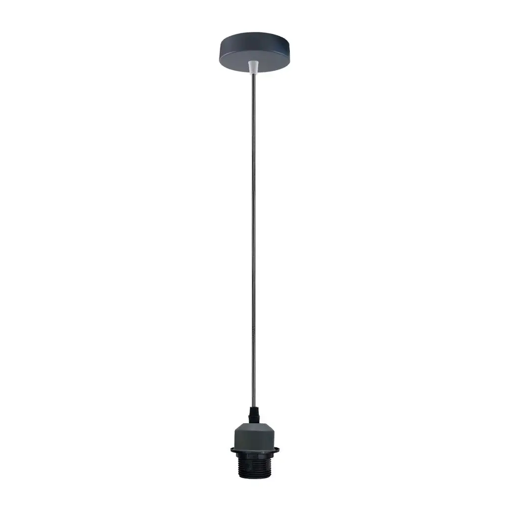 LEDSONE Industrial Grey Pendant Light Fitting, Lampshade Addable E27 Lamp Holder UK Holder Fitting Set With PVC Cable. - Pendant Lights