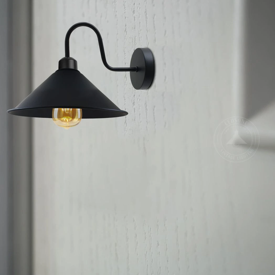 Premium Wall Light 8In Cone Shade Swan Neck E27 For Home by Un-branded