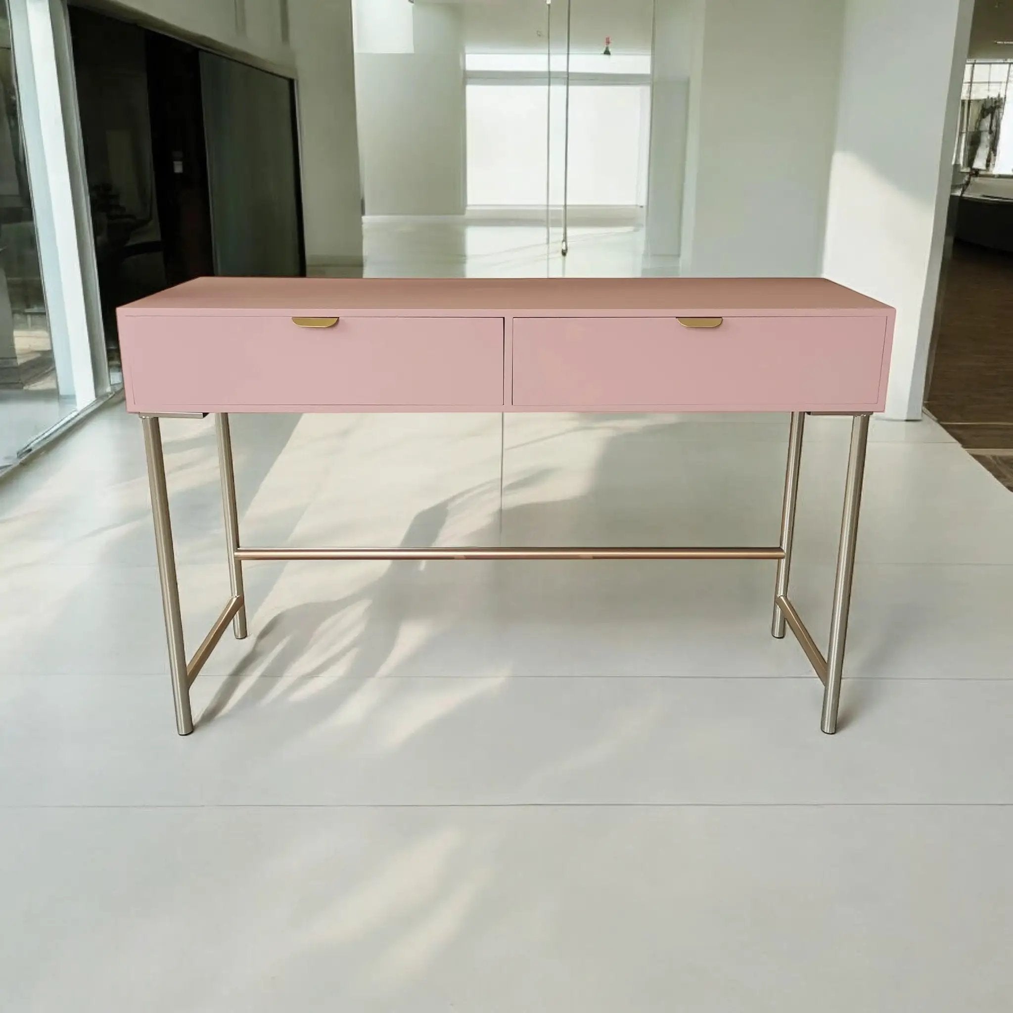 MSL 120CM PINK WOODEN 2 DRAWER SIDE TABLE - Console Table