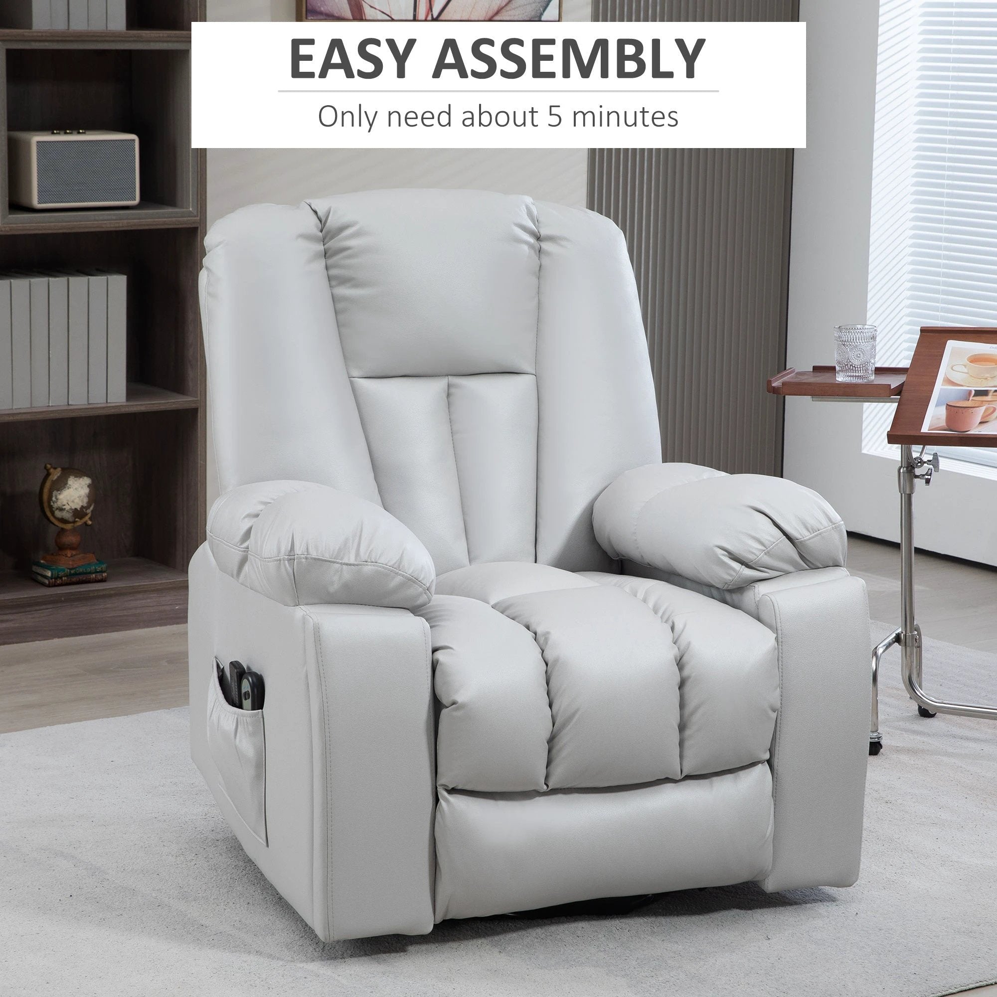 HOMCOM Riser and Recliner Chair for Elderly, Quick Assembly, Light Grey by HOMCOM