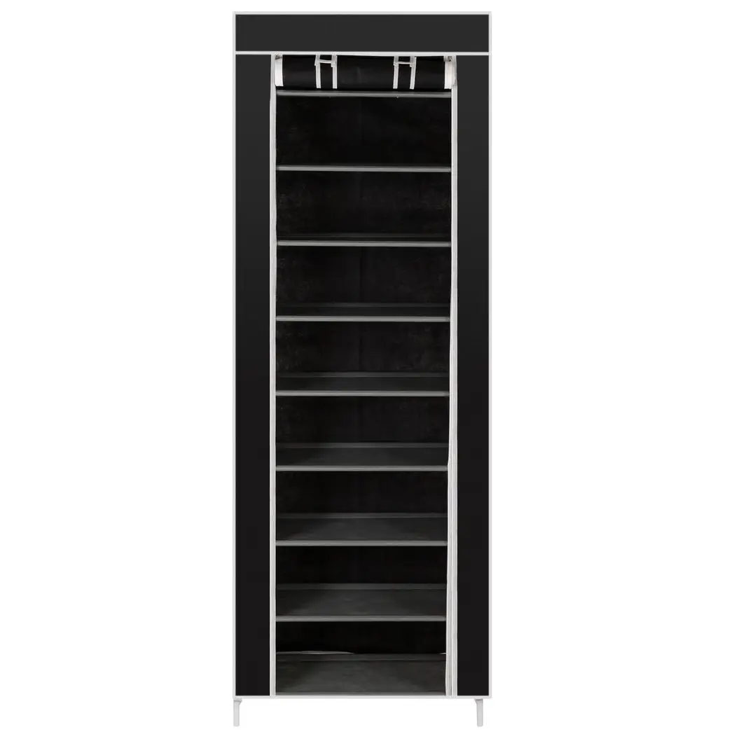 N/A Room-saving 10-Layers 9 Lattices Non-woven Fabric Shoe Rack Black - Wine Rack