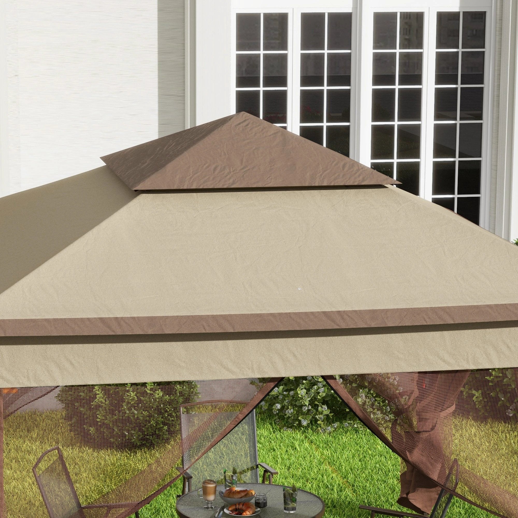 Gazebo, 325Lx325Wx295H cm-Khaki/Brown by Outsunny