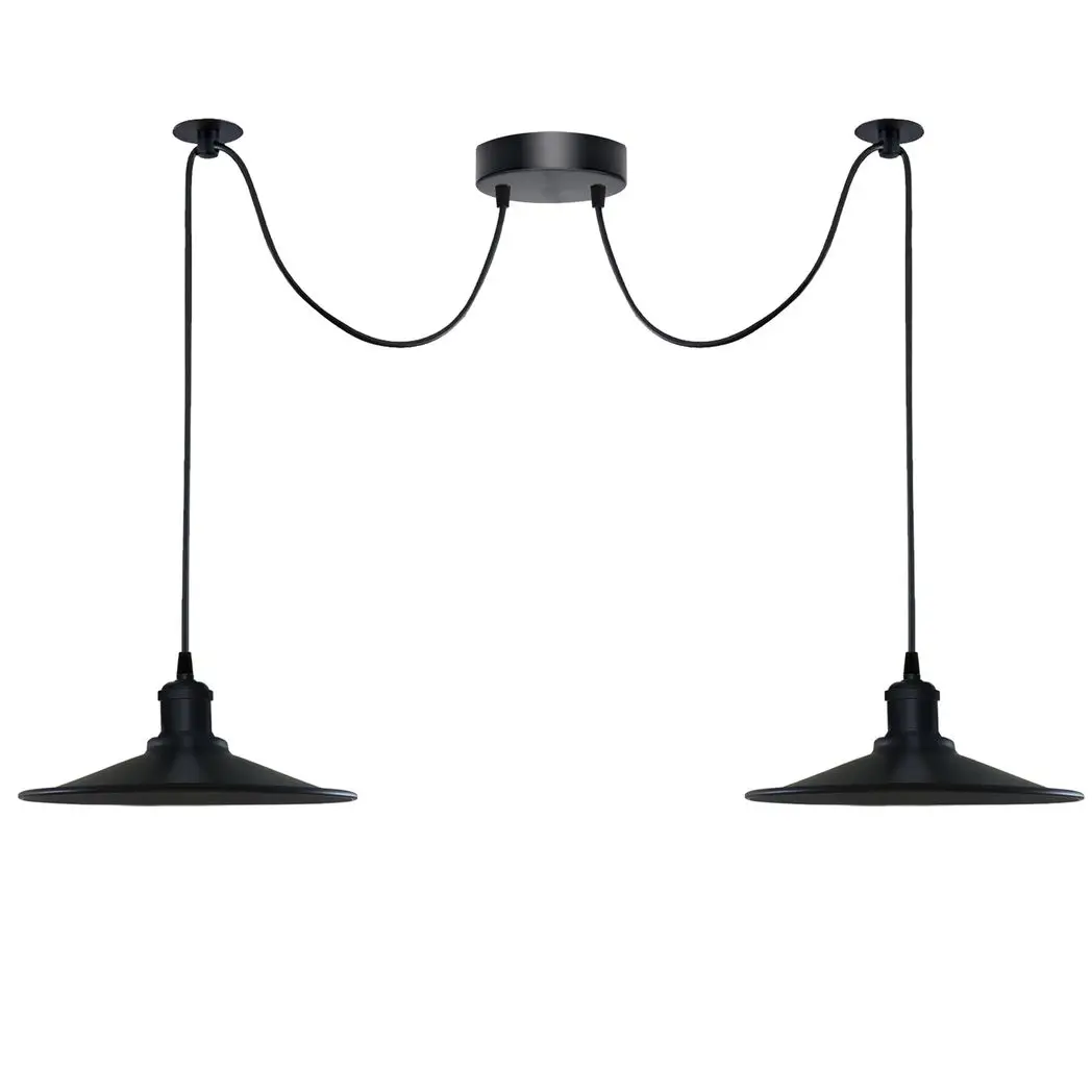 Un-branded Black Vintage 2 Head Cone shaped shade Ceiling Pendant Light Fitting with Adjustable Cord Hanging Light Fixture - Pendant Lights