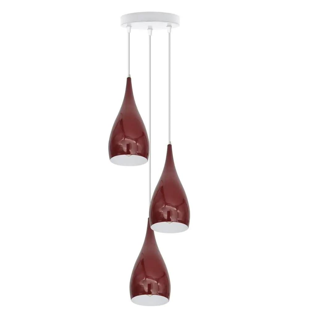 LEDSONE 4 Head Modern Industrial Metal E27 Burgundy Teardrop Pendant Light Hanging Light Fixture - Pendant Lights