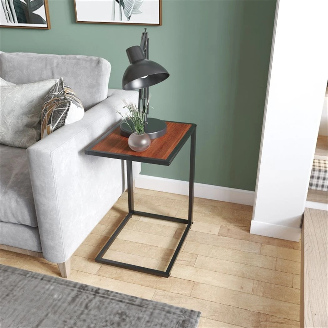 N/A Premium C Shaped Side Table With Wood Top And Steel Frame Compact Size Under Sofa Clearance For Sofa Or Living Room - Coffee Table