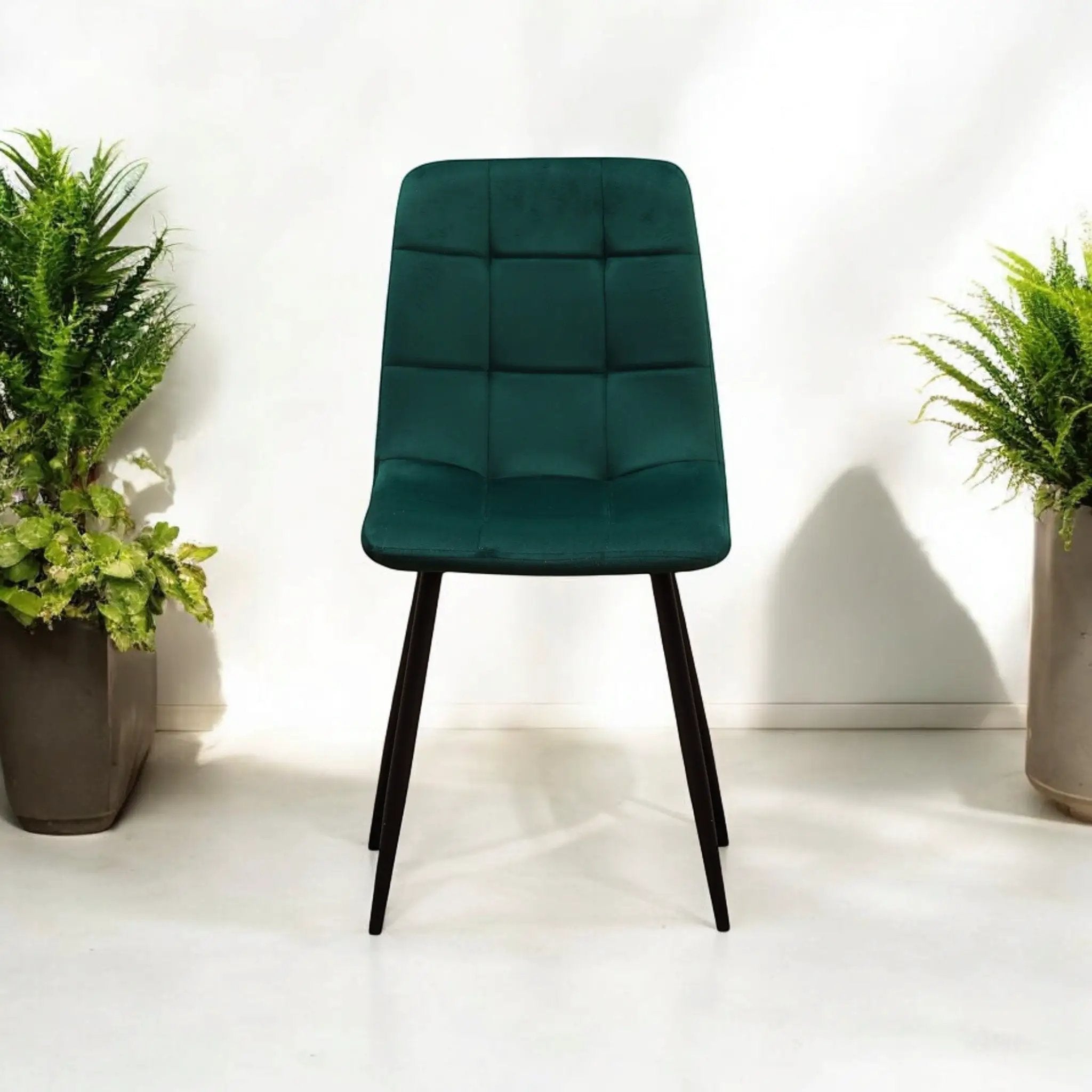 MSL GREEN FABRIC CHAIR BLACK METAL LEGS - Dining Chairs