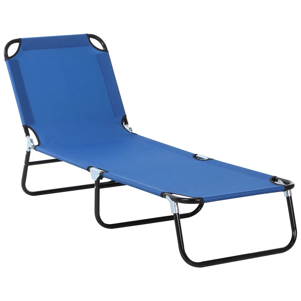Portable Folding Sun Lounger 4-Position Adjustable Backrest Relaxer Recliner by Outsunny