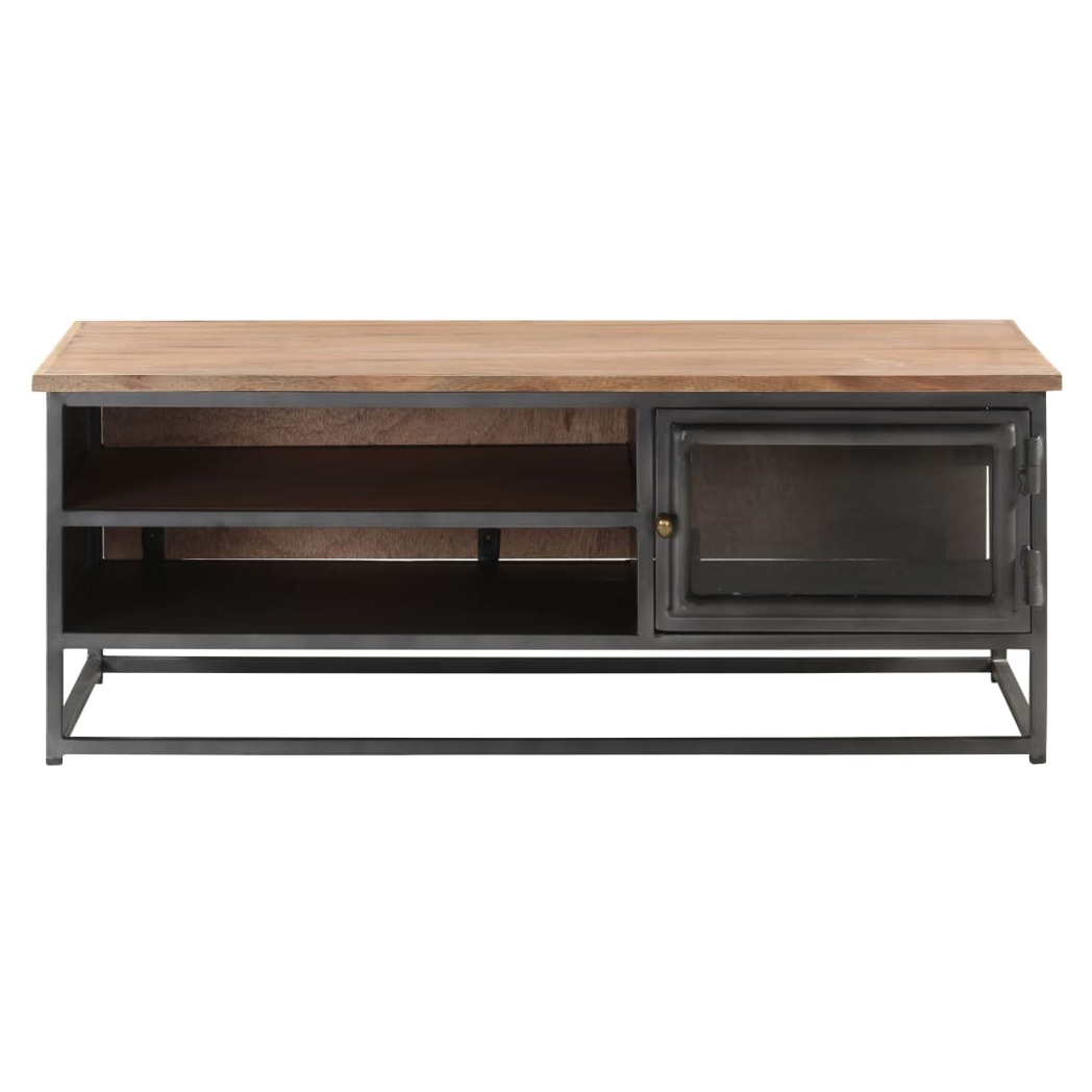 VidaXL Grey Coffee Table 90x50x35 Cm Solid Acacia Wood With Sturdy Metal Frame For Living Room by vidaXL