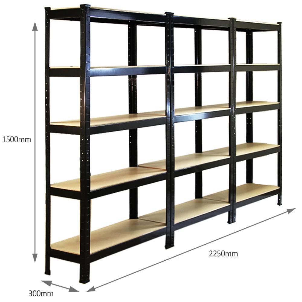 Monster Shop Monster Racking T-Rax Heavy Duty Shelving Units, Black, 75cm W, 30cm D, Set of 3 -