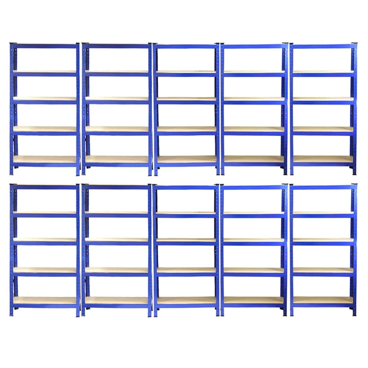 Monster Racking T-Rax Heavy Duty Shelving Units, Blue, 75cm W, 30cm D, Set of 10 by Monster Shop