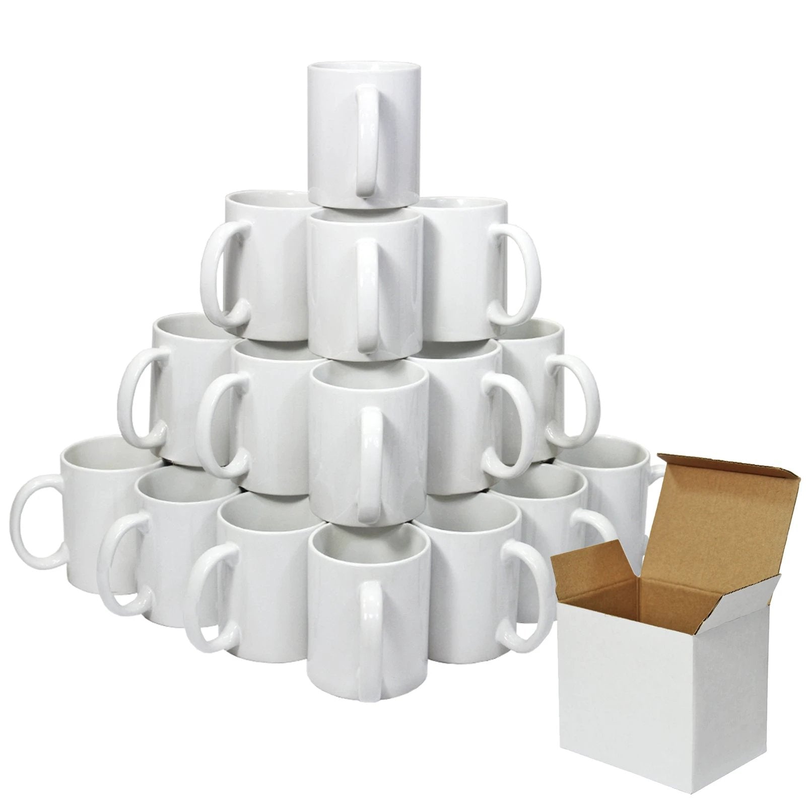 36 White Polymer Coated AAA Mugs With Boxes by Monster Shop