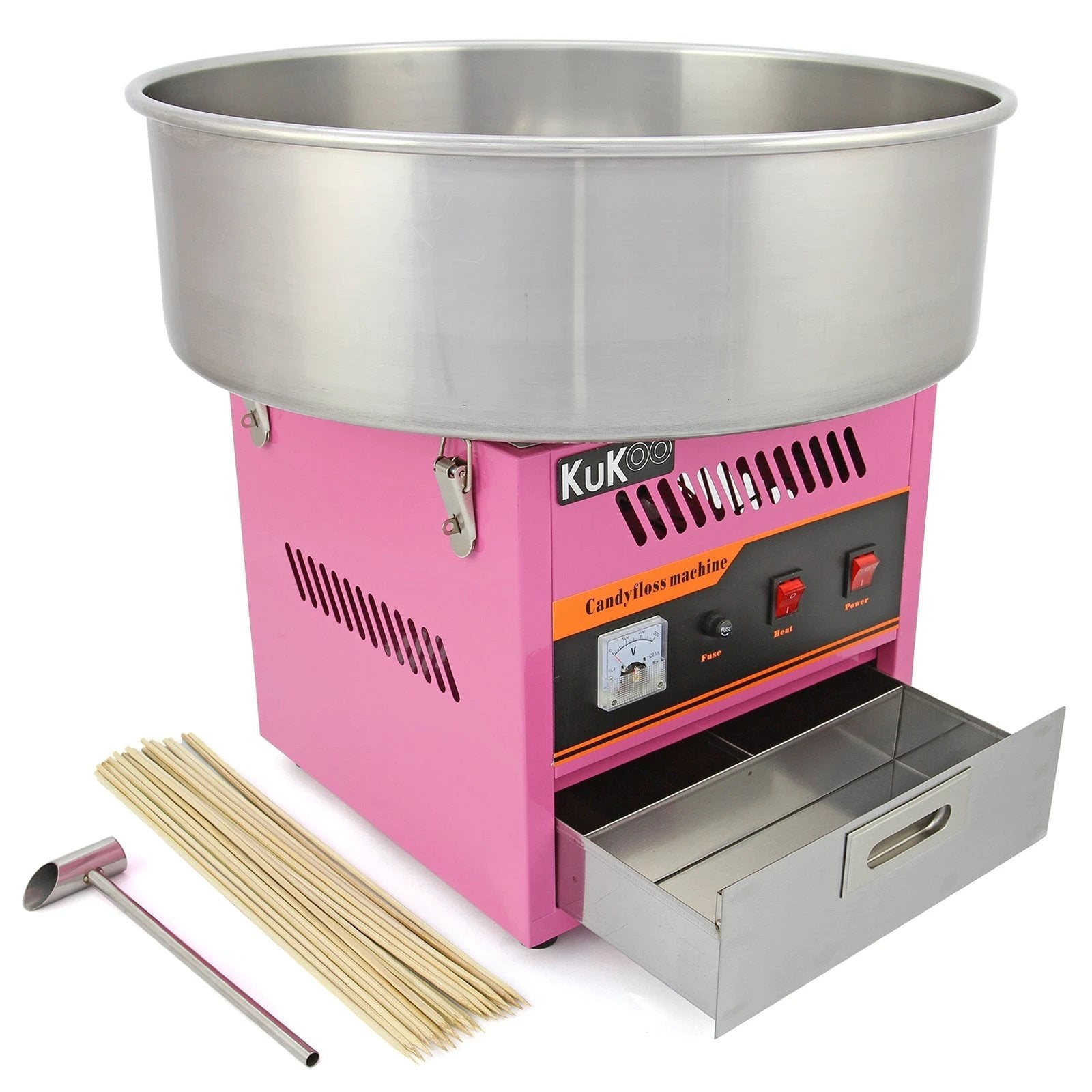 KuKoo Candy Floss Machine & 500 Candy Floss Sticks by Monster Shop