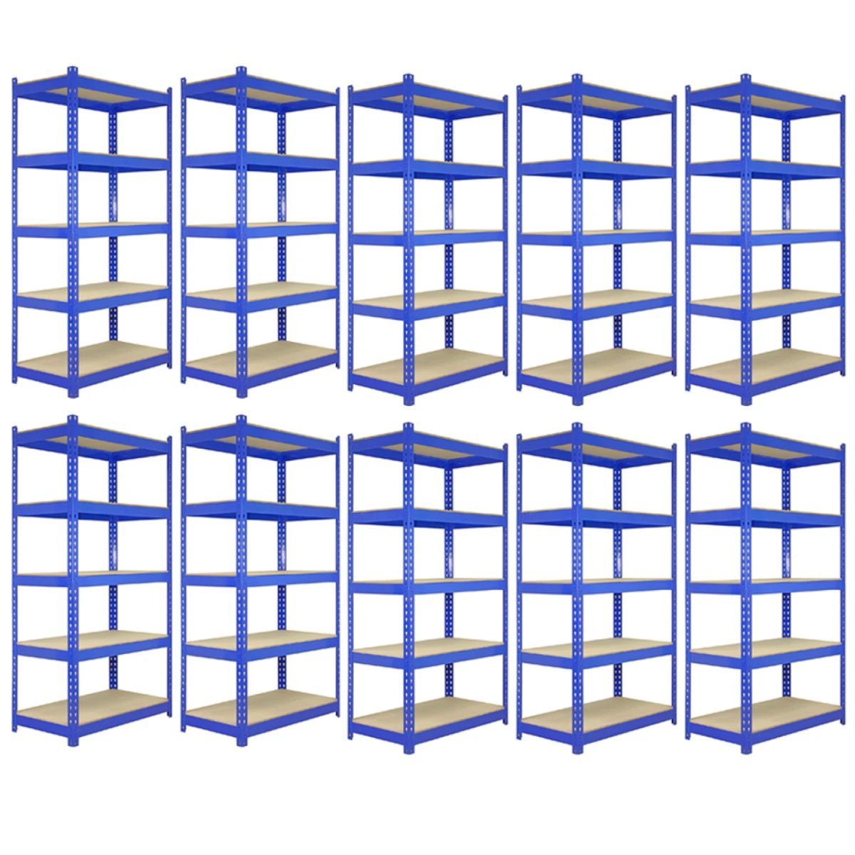 Monster Shop 10 x T-RAX Blue Metal Racking Units 120cm x 45cm x 180cm -