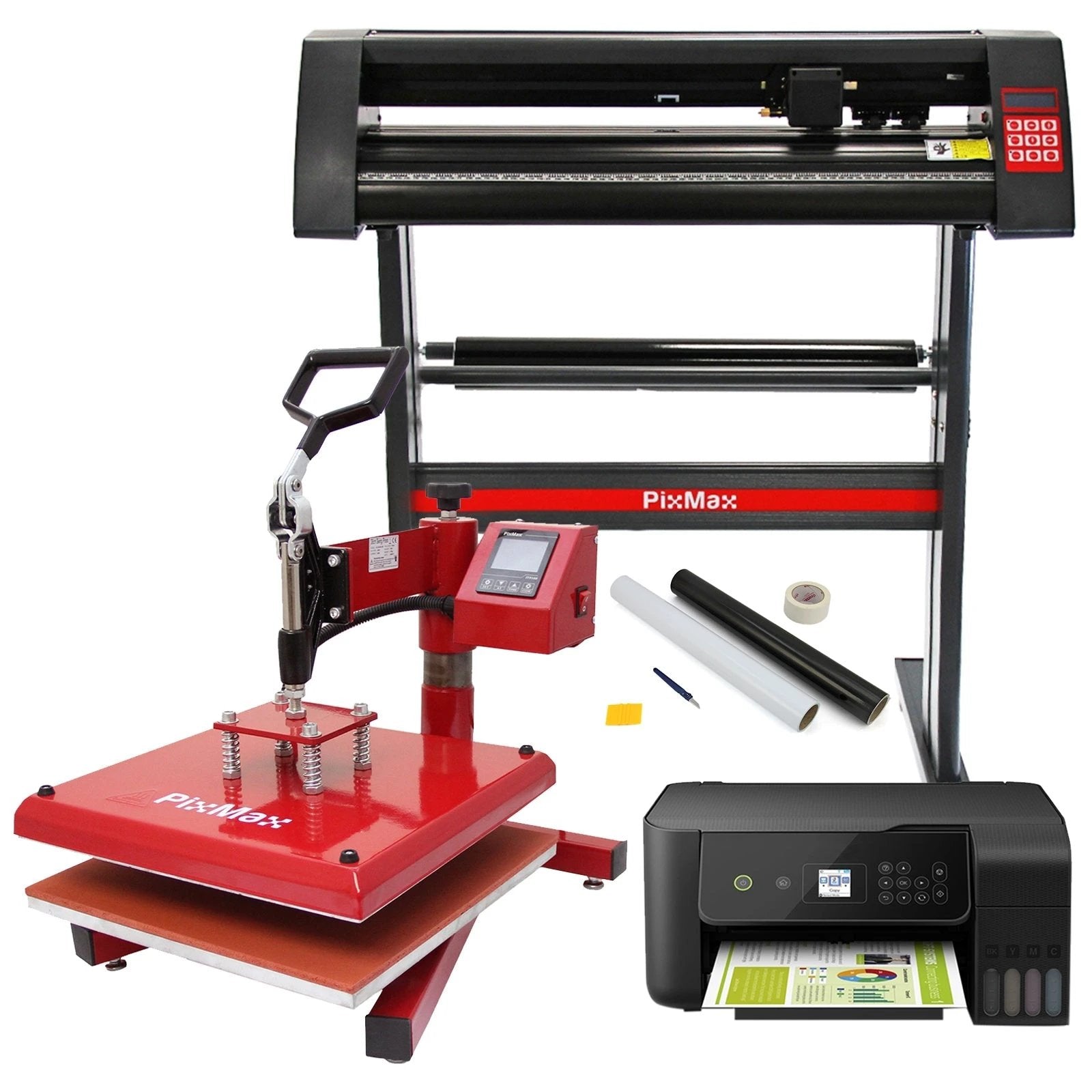 PixMax 38cm Swing Heat Press, Vinyl Cutter, Printer, Weeding Pack by Monster Shop