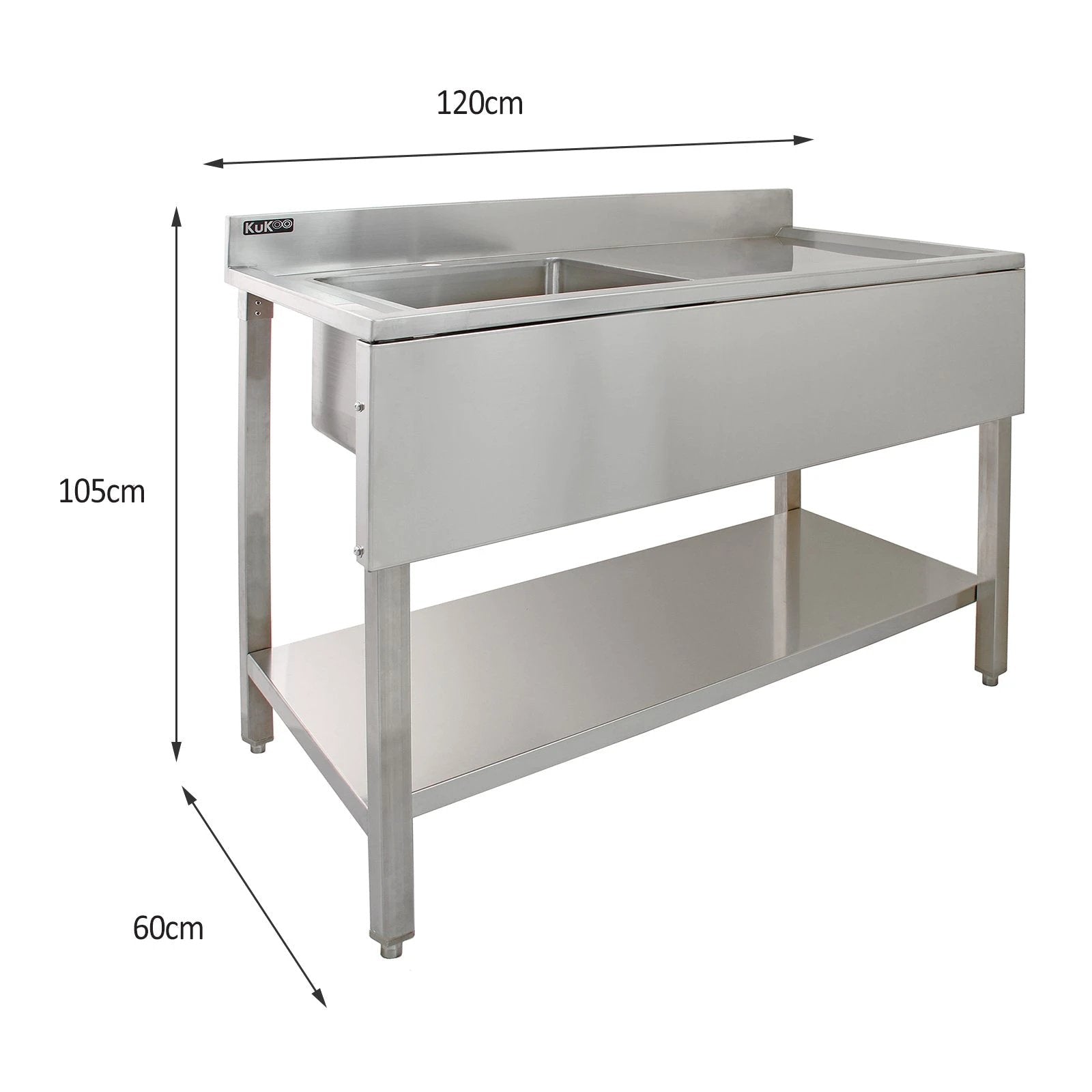 Science Lab Laboratory Sink Stainless Steel Single Bowl 1.0 Right Hand Drainer by Monster Shop